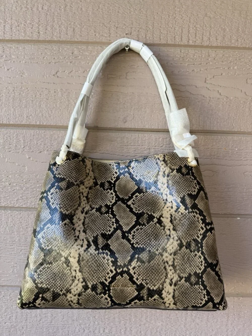Michael Kors Christina Large Triple Gusset Shoulder Tote Snake Print NWT - Picture 2 of 10